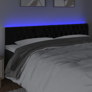 vidaXL LED Headboard Black 200x7x78/88 cm Velvet