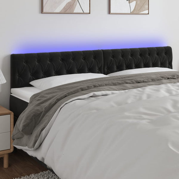 vidaXL LED Headboard Black 200x7x78/88 cm Velvet