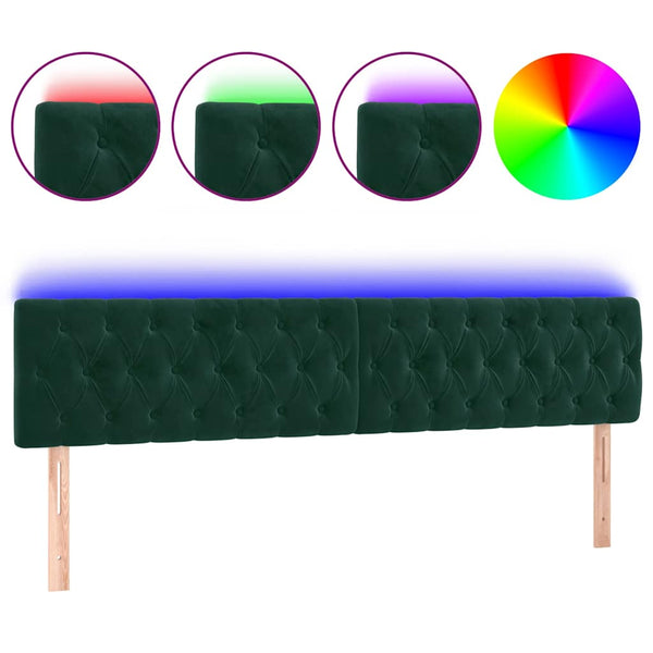 vidaXL LED Headboard Dark Green 200x7x78/88 cm Velvet