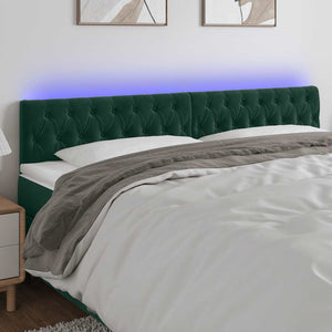 vidaXL LED Headboard Dark Green 200x7x78/88 cm Velvet