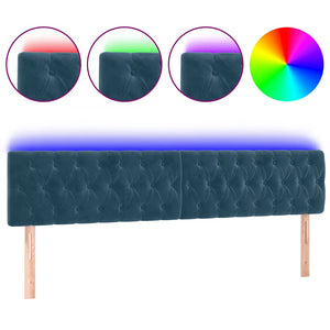vidaXL LED Headboard Dark Blue 200x7x78/88 cm Velvet