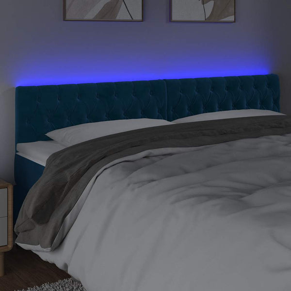 vidaXL LED Headboard Dark Blue 200x7x78/88 cm Velvet