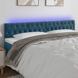 vidaXL LED Headboard Dark Blue 200x7x78/88 cm Velvet