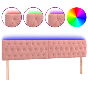 vidaXL LED Headboard Pink 200x7x78/88 cm Velvet