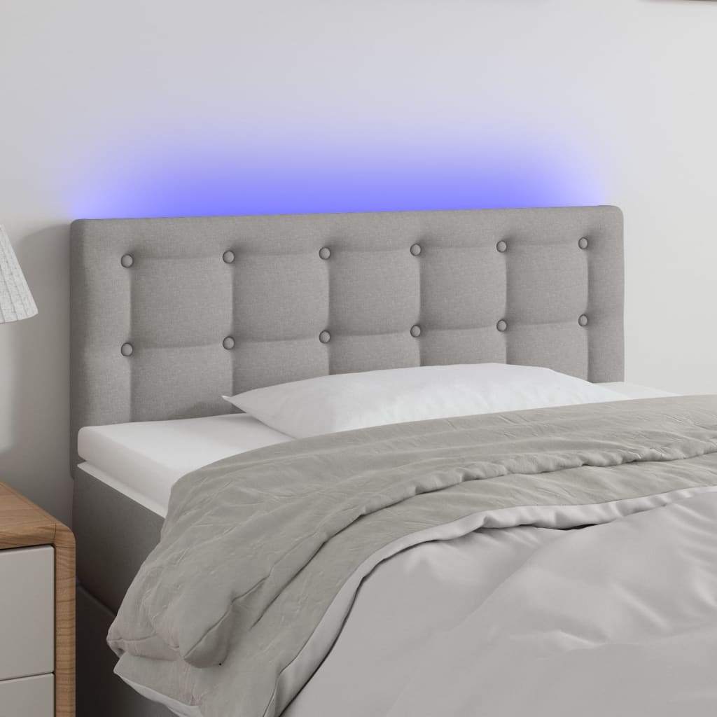 vidaXL LED Headboard Light Gray 80x5x78/88 cm Fabric