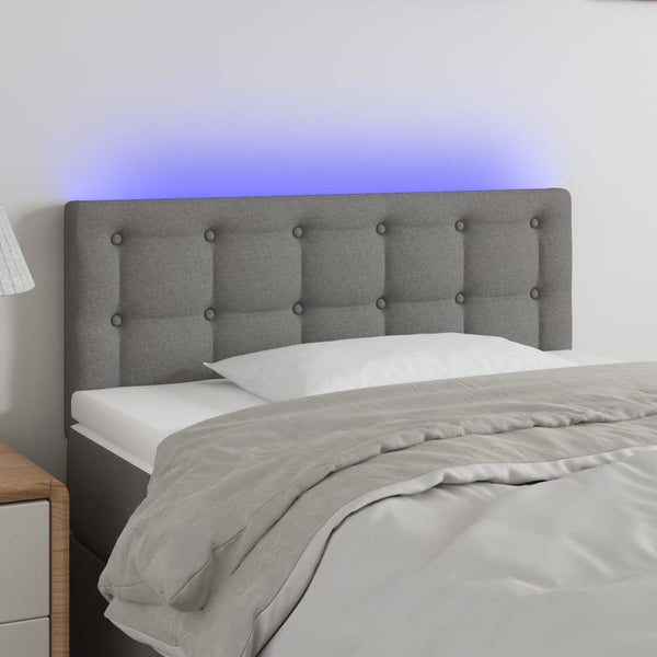 vidaXL LED Headboard Dark Gray 80x5x78/88 cm Fabric
