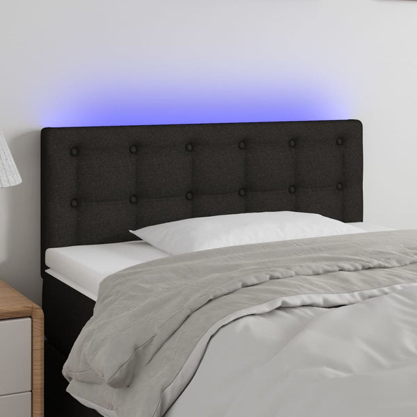 vidaXL LED Headboard Black 80x5x78/88 cm Fabric