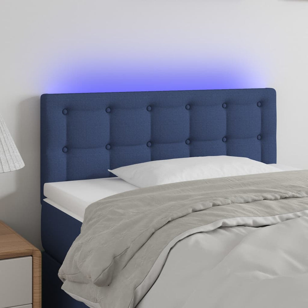 vidaXL LED Headboard Blue 80x5x78/88 cm Fabric