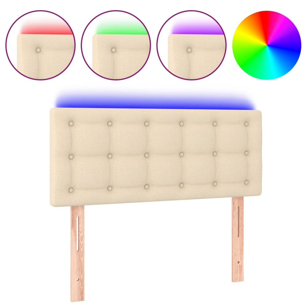 vidaXL LED Headboard Cream 90x5x78/88 cm Fabric