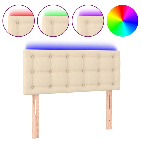 vidaXL LED Headboard Cream 90x5x78/88 cm Fabric
