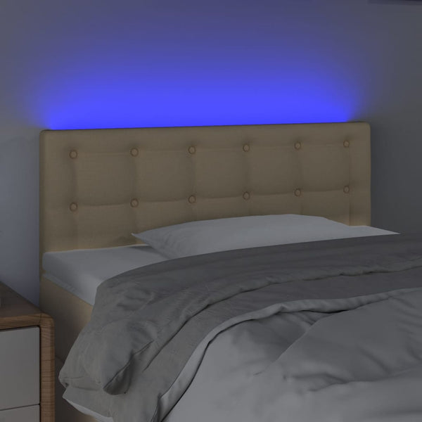 vidaXL LED Headboard Cream 90x5x78/88 cm Fabric