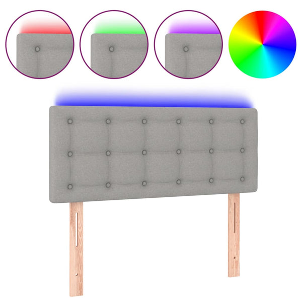 vidaXL LED Headboard Light Grey 100x5x78/88 cm Fabric