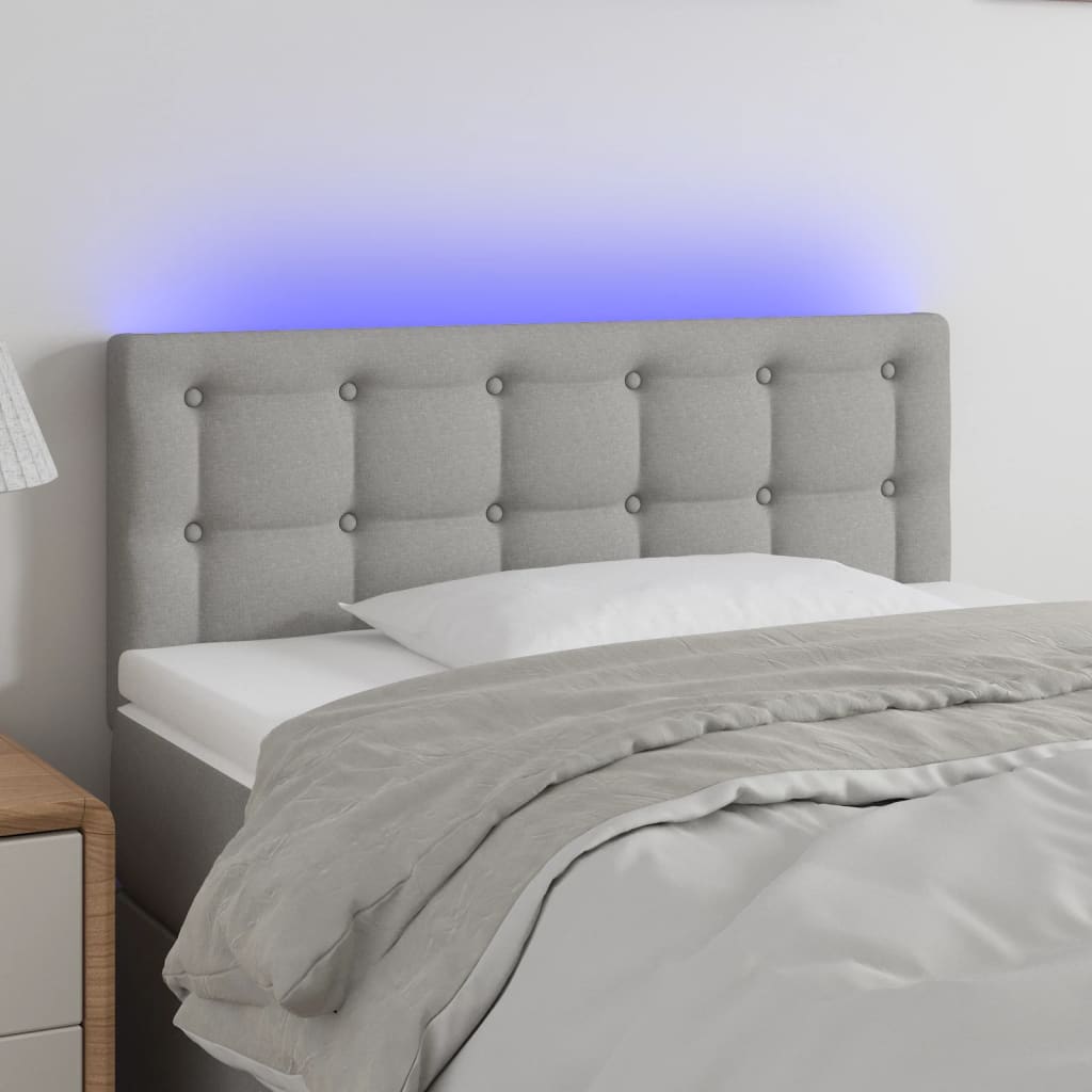 vidaXL LED Headboard Light Grey 100x5x78/88 cm Fabric