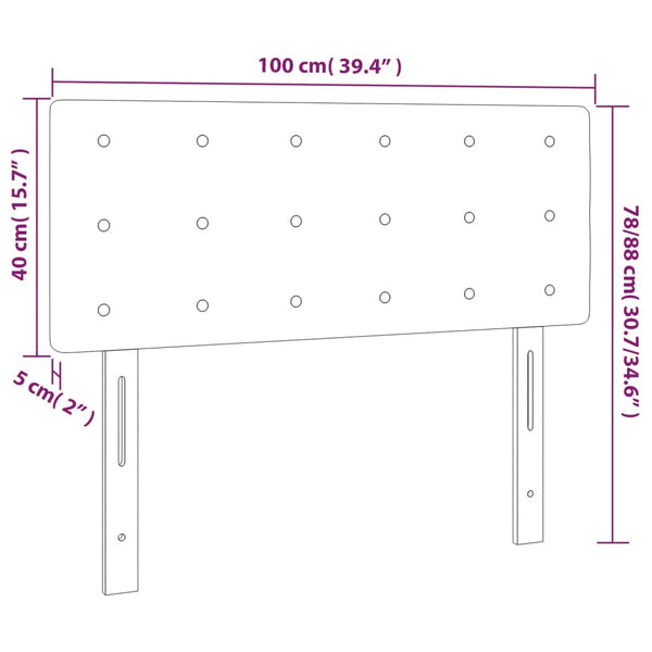 vidaXL LED Headboard Black 100x5x78/88 cm Fabric