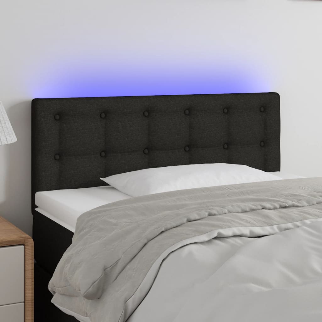 vidaXL LED Headboard Black 100x5x78/88 cm Fabric