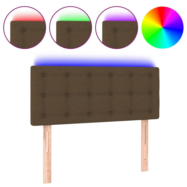 vidaXL LED Headboard Dark Brown 100x5x78/88 cm Fabric