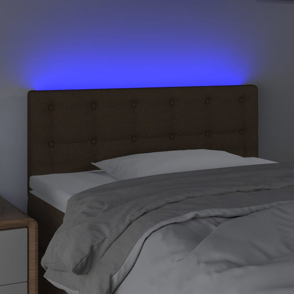 vidaXL LED Headboard Dark Brown 100x5x78/88 cm Fabric