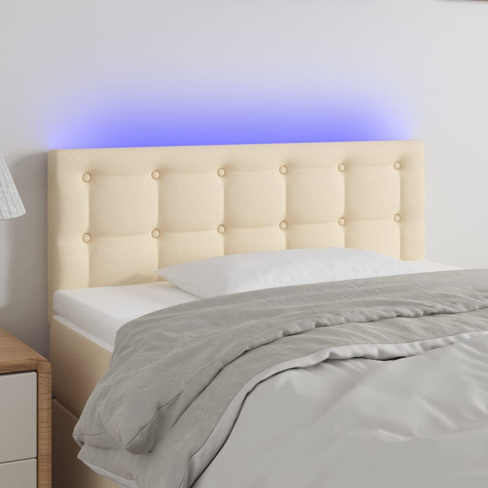 vidaXL LED Headboard Cream 100x5x78/88 cm Fabric