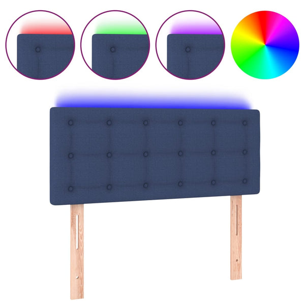vidaXL LED Headboard Blue 100x5x78/88 cm Fabric