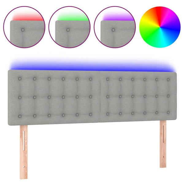 vidaXL LED Headboard Light Grey 144x5x78/88 cm Fabric