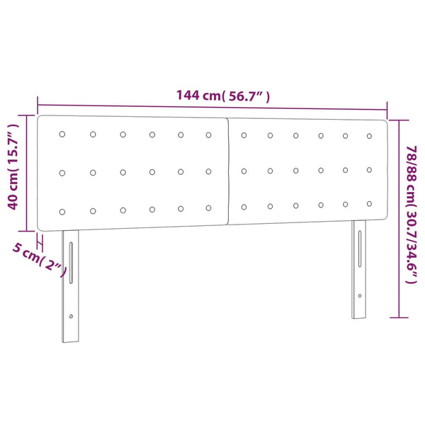 vidaXL LED Headboard Light Grey 144x5x78/88 cm Fabric