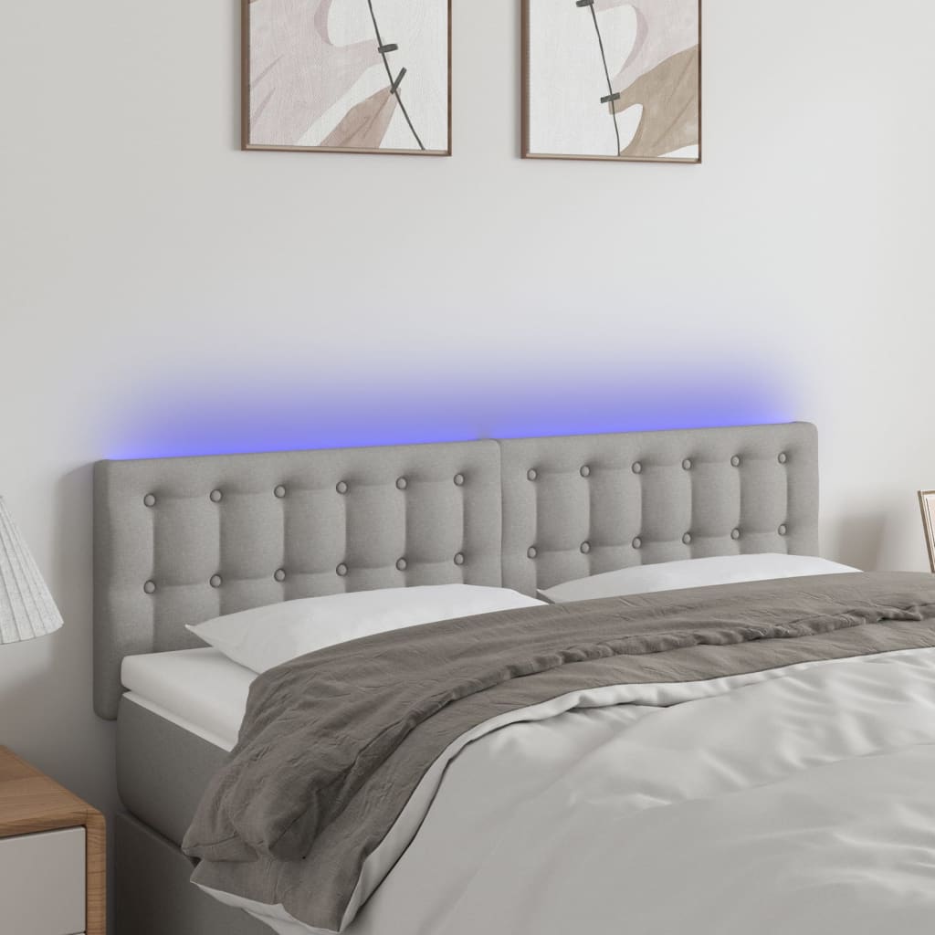 vidaXL LED Headboard Light Grey 144x5x78/88 cm Fabric