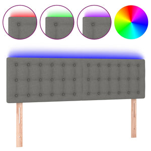 vidaXL LED Headboard Dark Grey 144x5x78/88 cm Fabric