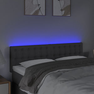 vidaXL LED Headboard Dark Grey 144x5x78/88 cm Fabric