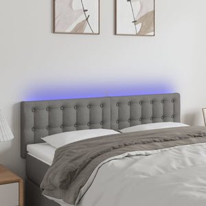vidaXL LED Headboard Dark Grey 144x5x78/88 cm Fabric