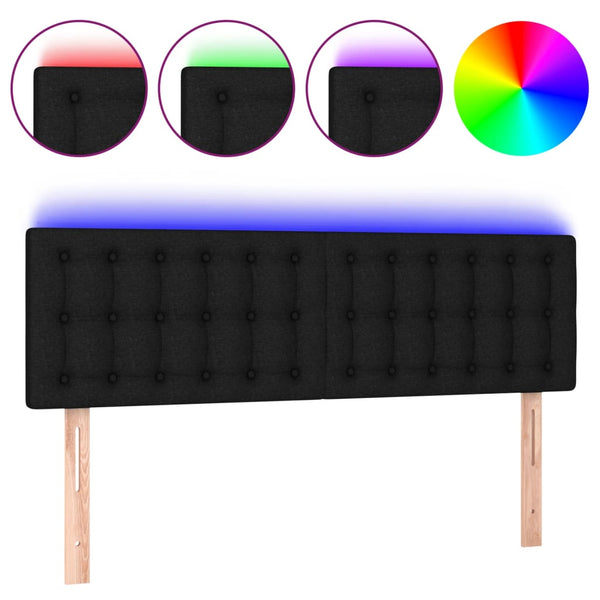 vidaXL LED Headboard Black 144x5x78/88 cm Fabric