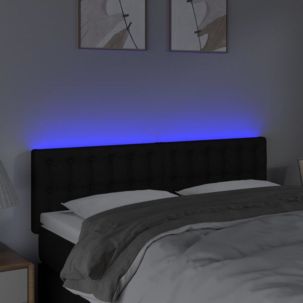 vidaXL LED Headboard Black 144x5x78/88 cm Fabric