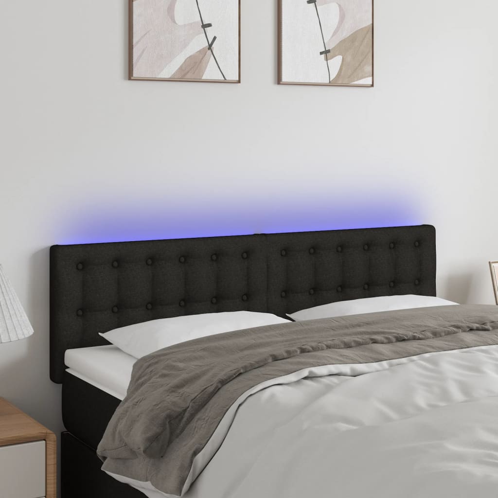 vidaXL LED Headboard Black 144x5x78/88 cm Fabric