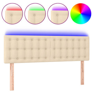 vidaXL LED Headboard Cream 144x5x78/88 cm Fabric