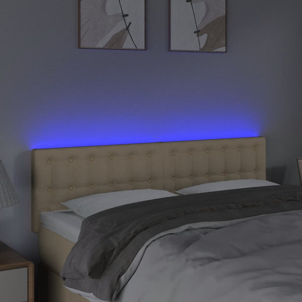 vidaXL LED Headboard Cream 144x5x78/88 cm Fabric