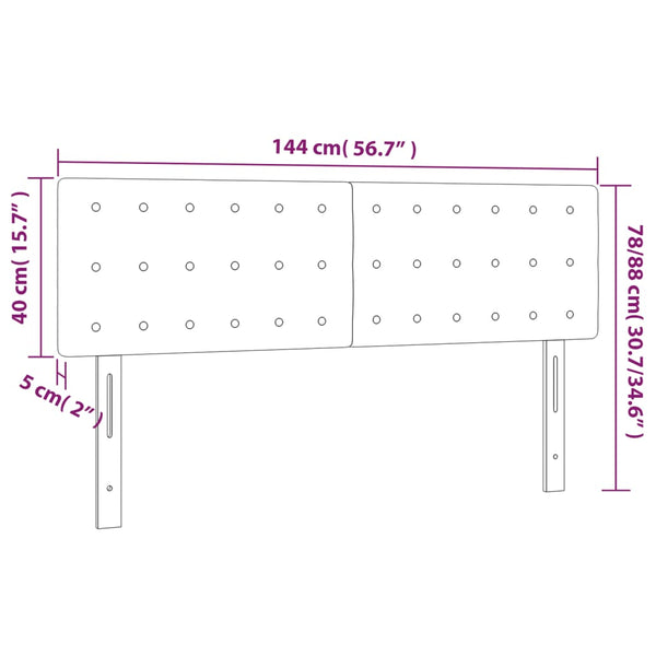 vidaXL LED Headboard Cream 144x5x78/88 cm Fabric