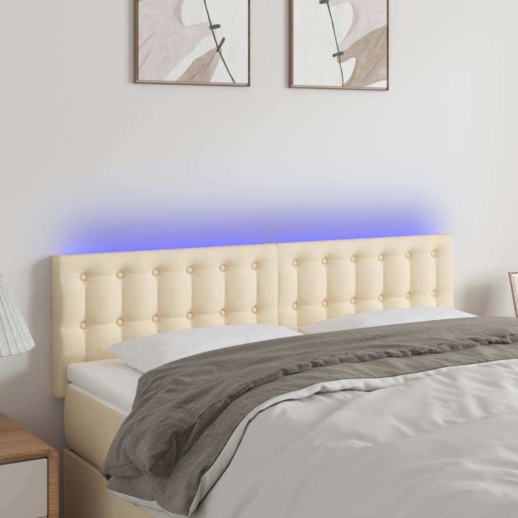 vidaXL LED Headboard Cream 144x5x78/88 cm Fabric