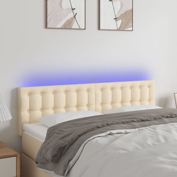 vidaXL LED Headboard Cream 144x5x78/88 cm Fabric