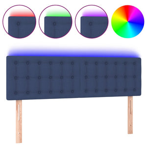 vidaXL LED Headboard Blue 144x5x78/88 cm Fabric