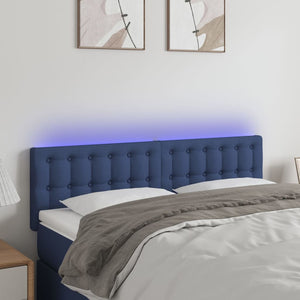 vidaXL LED Headboard Blue 144x5x78/88 cm Fabric