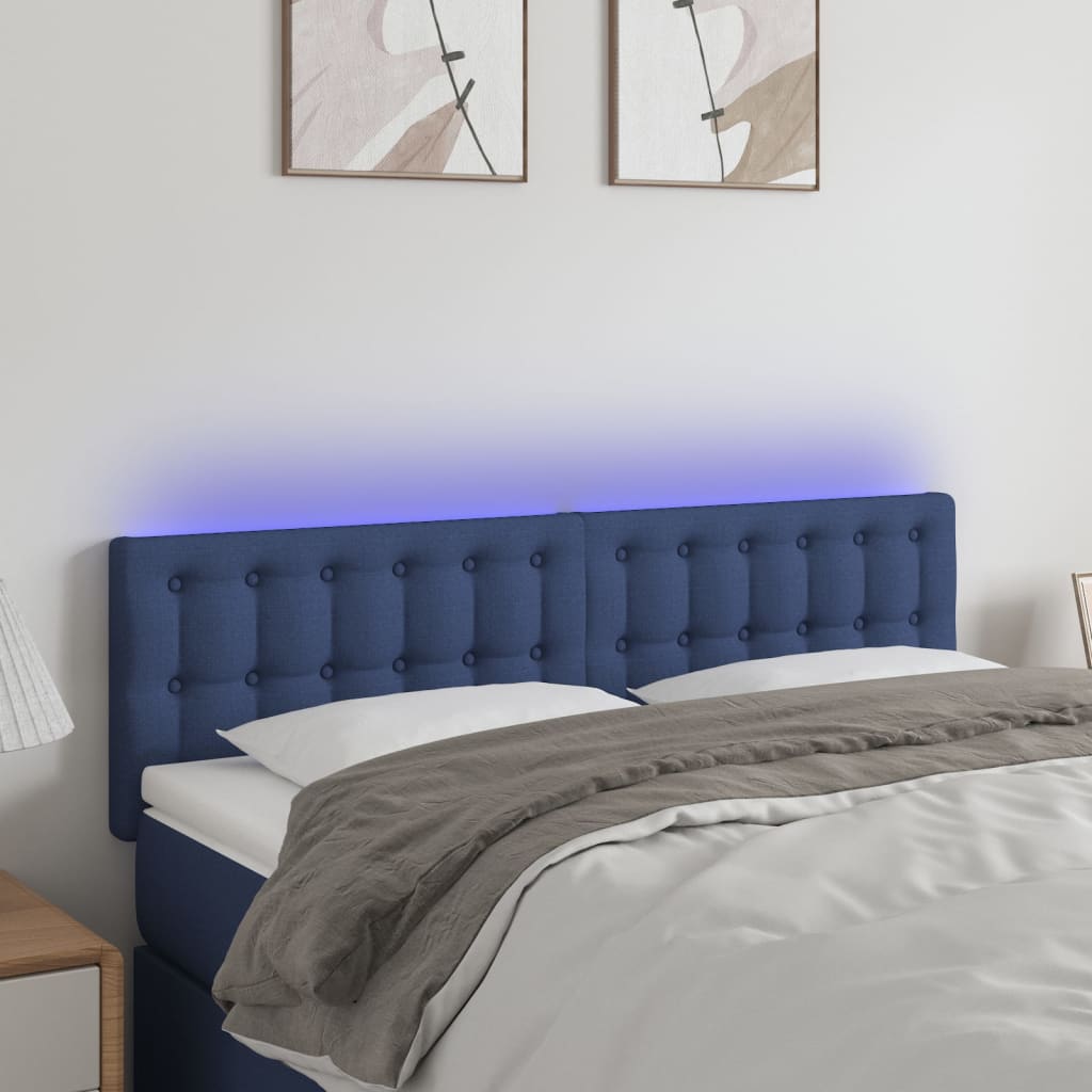 vidaXL LED Headboard Blue 144x5x78/88 cm Fabric