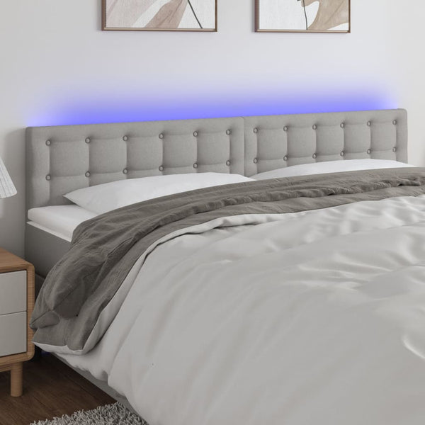 vidaXL LED Headboard Light Gray 160x5x78/88 cm Fabric