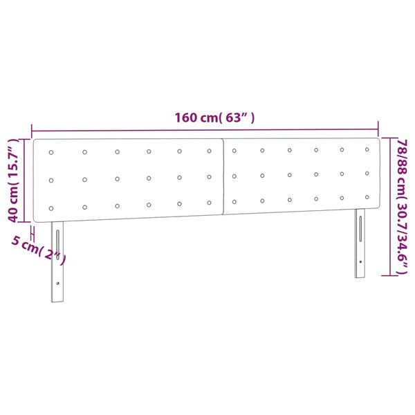 vidaXL LED Headboard Dark Grey 160x5x78/88 cm Fabric