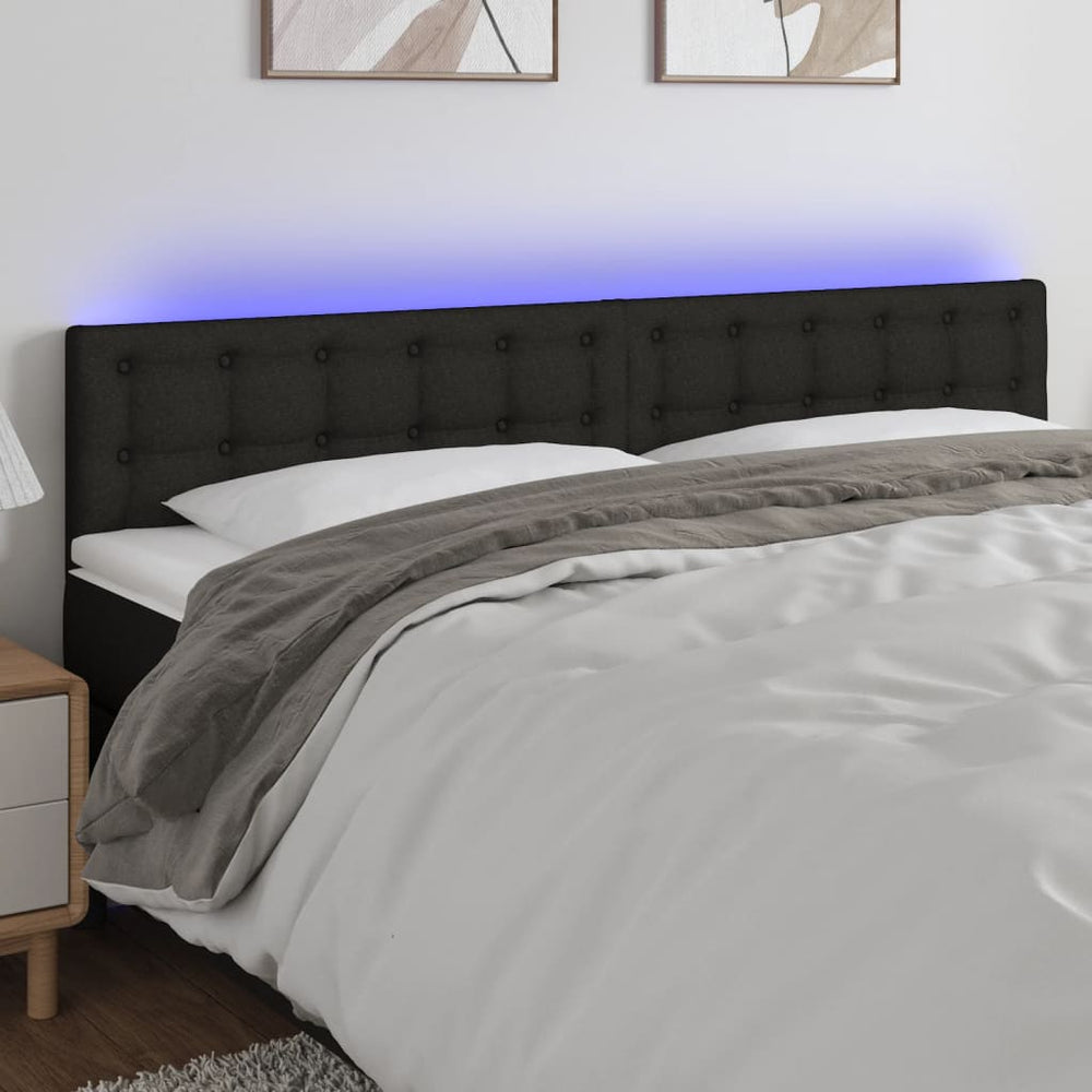 vidaXL LED Headboard Black 160x5x78/88 cm Fabric