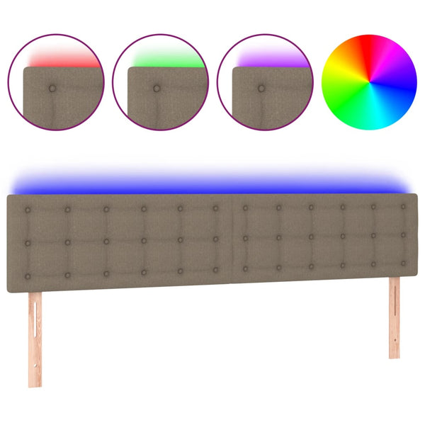 vidaXL LED Headboard Taupe 160x5x78/88 cm Fabric
