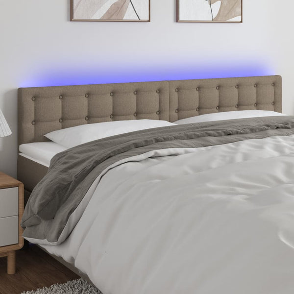 vidaXL LED Headboard Taupe 160x5x78/88 cm Fabric