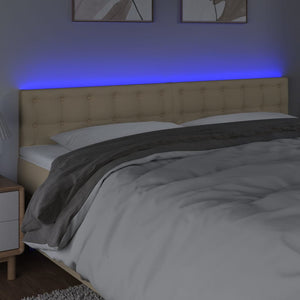 vidaXL LED Headboard Cream 160x5x78/88 cm Fabric