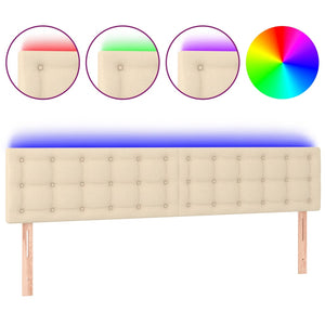 vidaXL LED Headboard Cream 180x5x78/88 cm Fabric