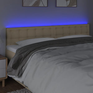 vidaXL LED Headboard Cream 180x5x78/88 cm Fabric
