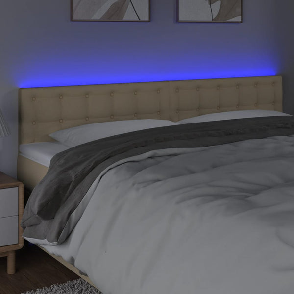 vidaXL LED Headboard Cream 180x5x78/88 cm Fabric