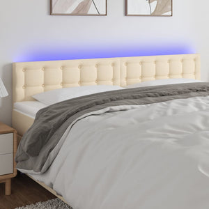 vidaXL LED Headboard Cream 180x5x78/88 cm Fabric